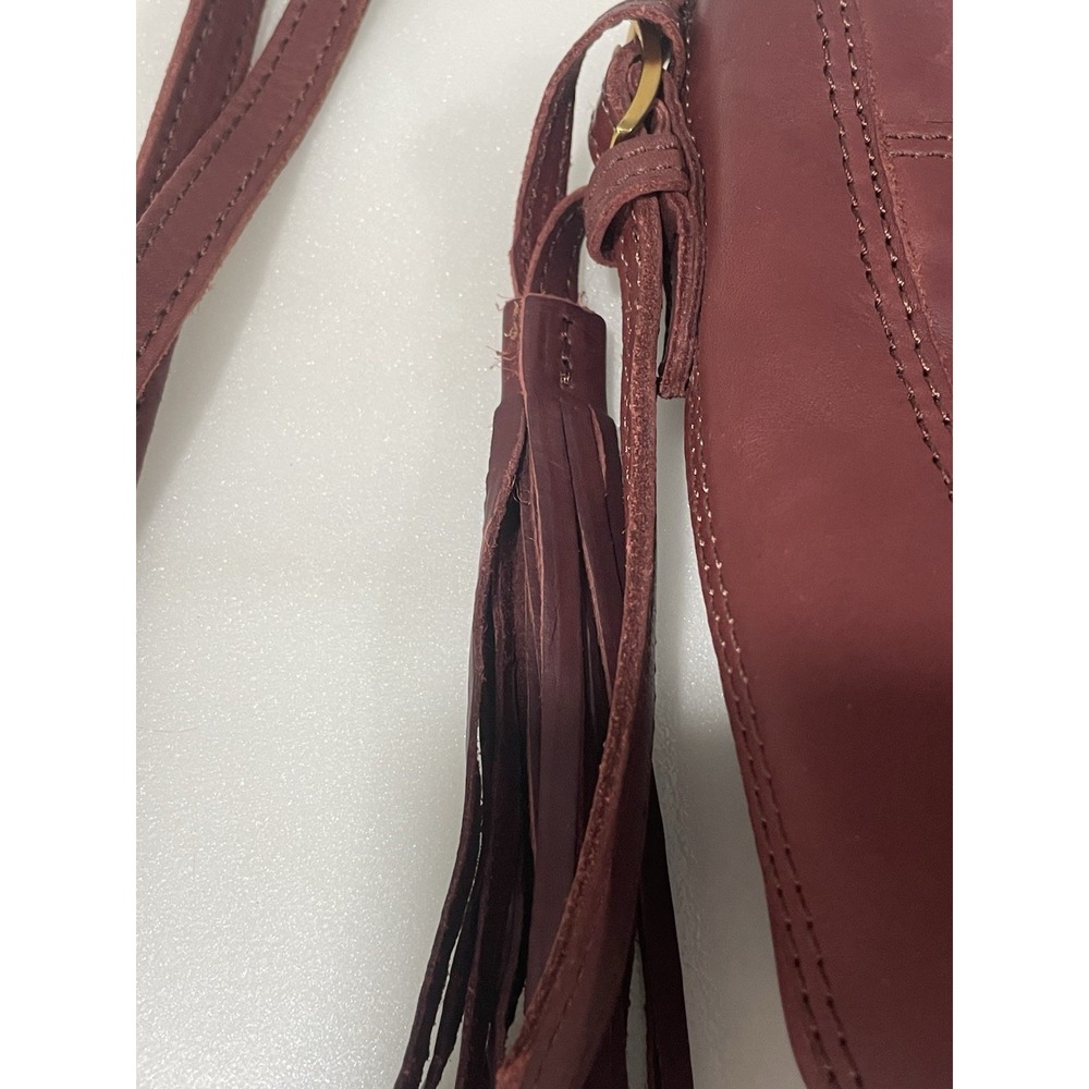 Margot New York Mini Bucket Tote Bag Burgundy Soft Leather Tassel Crossbody - Picture 2 of 8